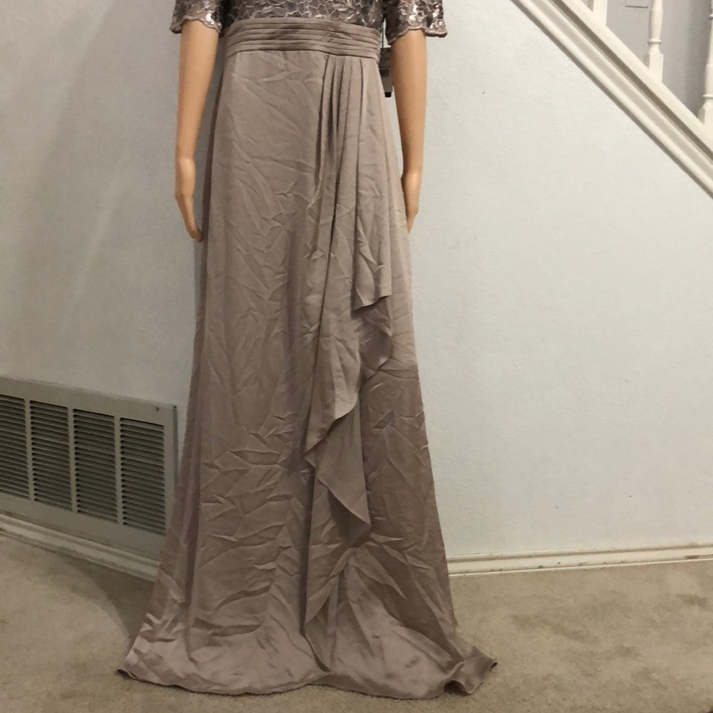 Adrianna Papell Floral Sequin Embroider Drape Gown - Picture 5 of 9